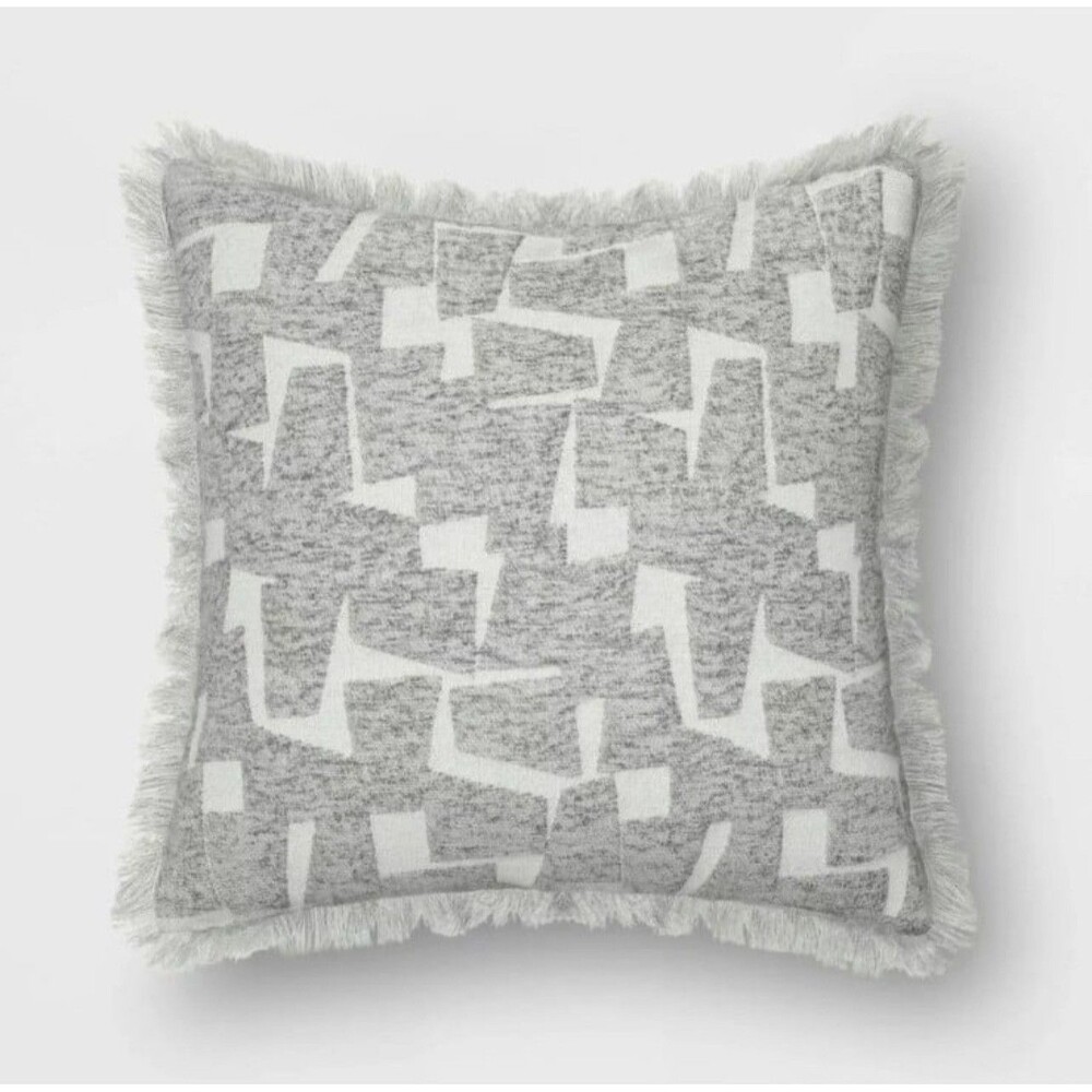 Geometric Patterned 18x18" Throw Pillow Gray - Threshold